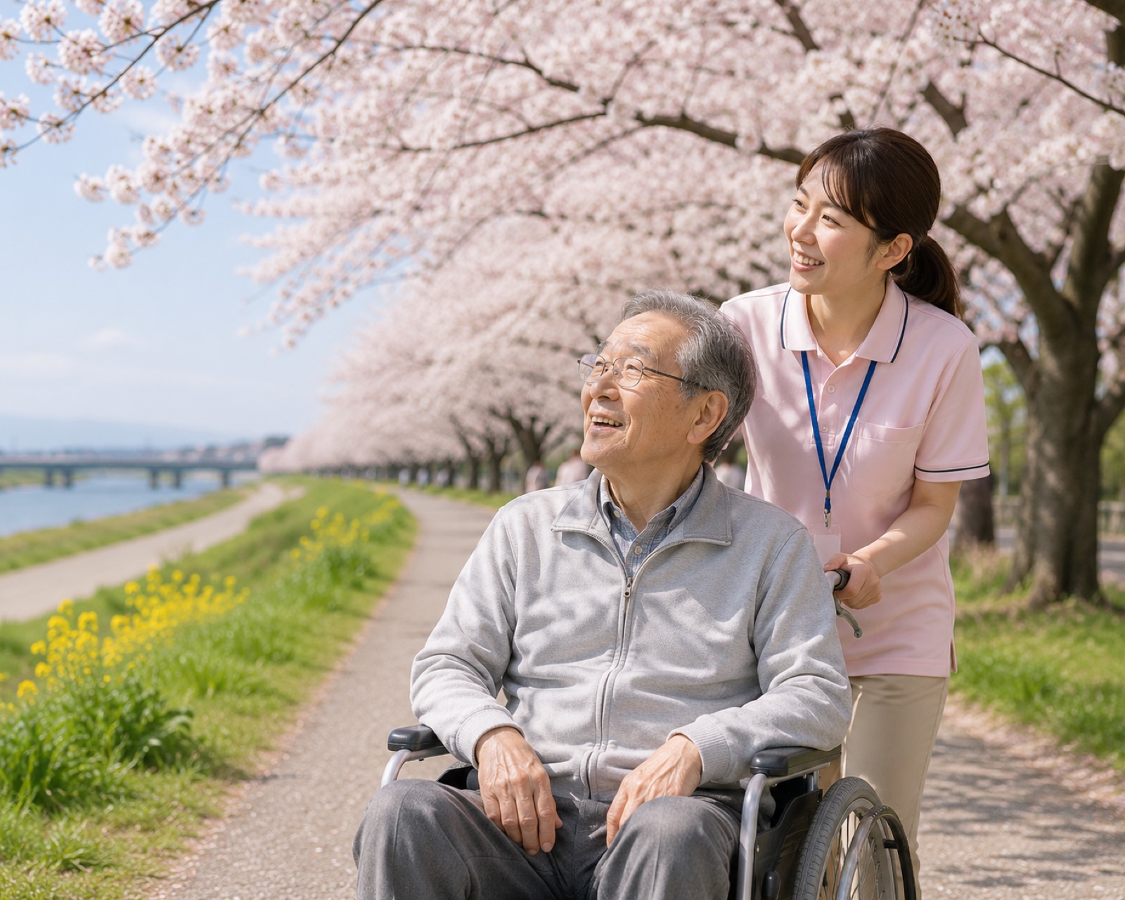 あたたかい光のなかで運動するご利用者様の様子（イメージ）