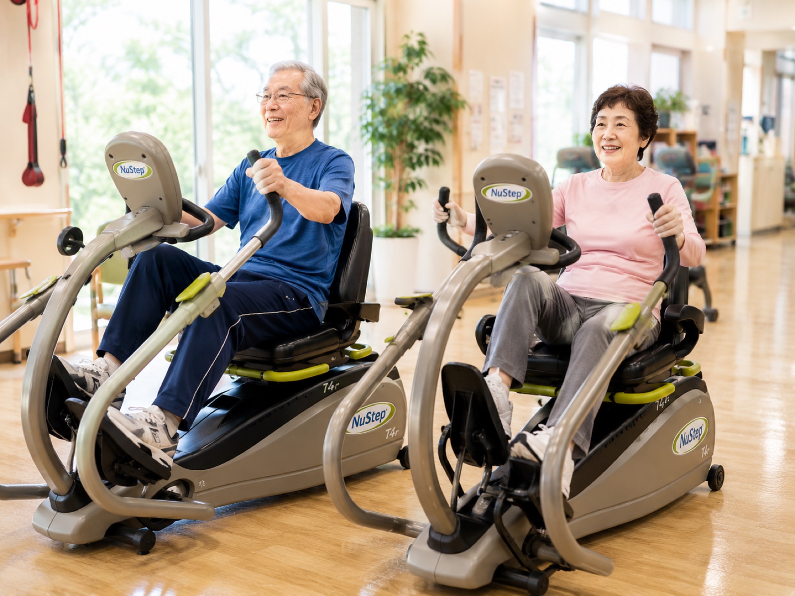あたたかい光のなかで運動するご利用者様の様子（イメージ）